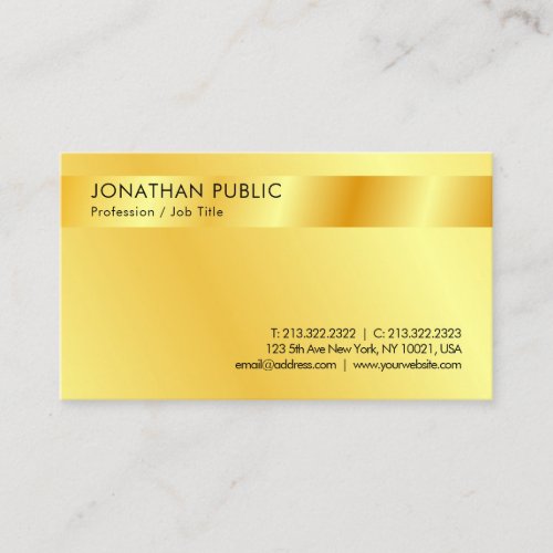 Faux Gold Modern Template Professional Business Card