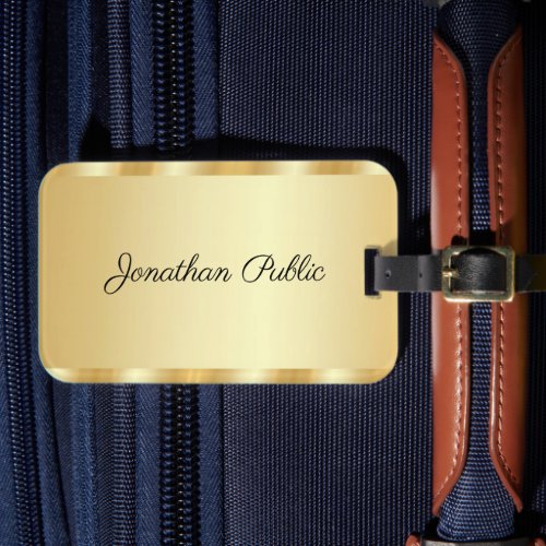 Faux Gold Modern Template Typography Script Name Luggage Tag
