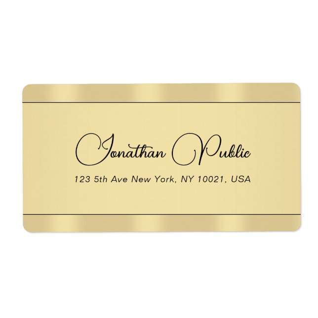 Faux Gold Modern Typography Shipping Address Label (Front)