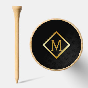 Faux Gold Monogram – Black & Gold Golf Tees