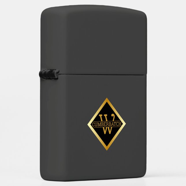Faux Gold Monogram – Black & Gold Zippo Lighter (Right)