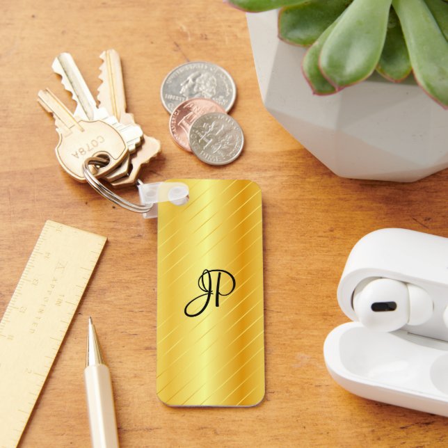 Faux Gold Monogram Elegant Modern Template Keychain (Desk)