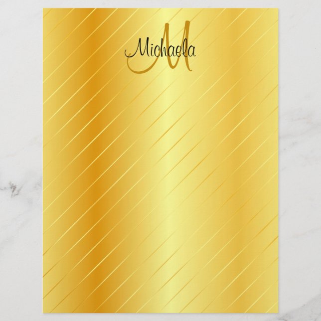 Faux Gold Monogram Elegant Modern Template Letterhead (Front)