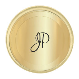 Faux Gold Monogram Elegant Template Modern Gold Finish Lapel Pin