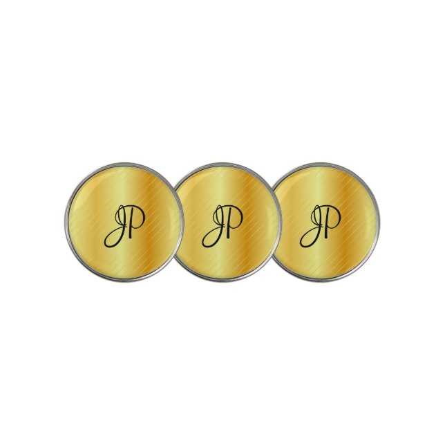 Faux Gold Monogram Elegant Template Modern Golf Ball Marker (3 Up)