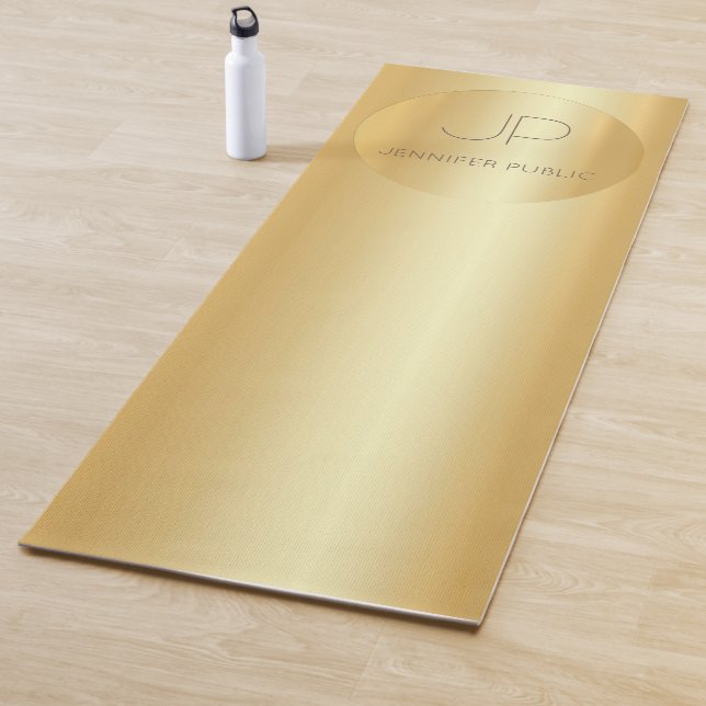 Faux Gold Monogram Fitness Personalized Template Yoga Mat (In Situ)