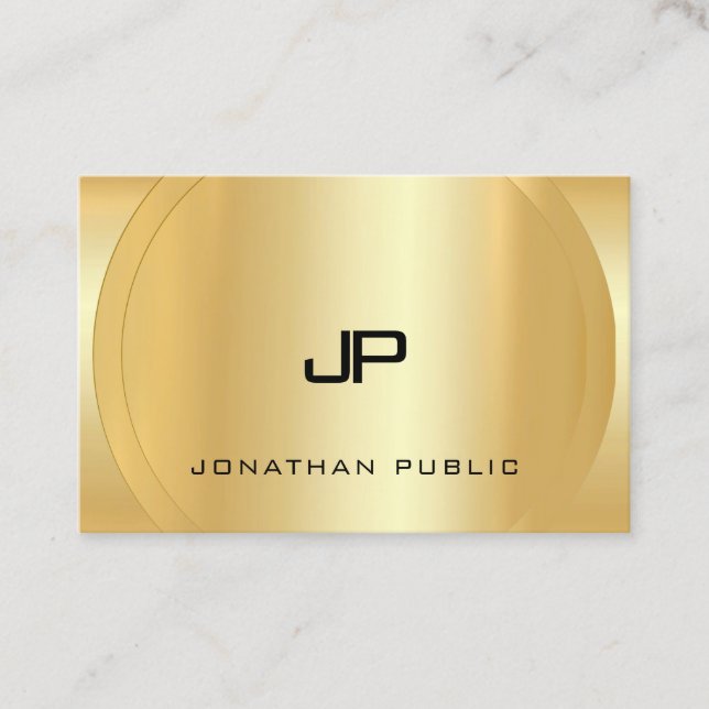 Faux Gold Monogram Glamorous Modern Luxurious Business Card (Front)