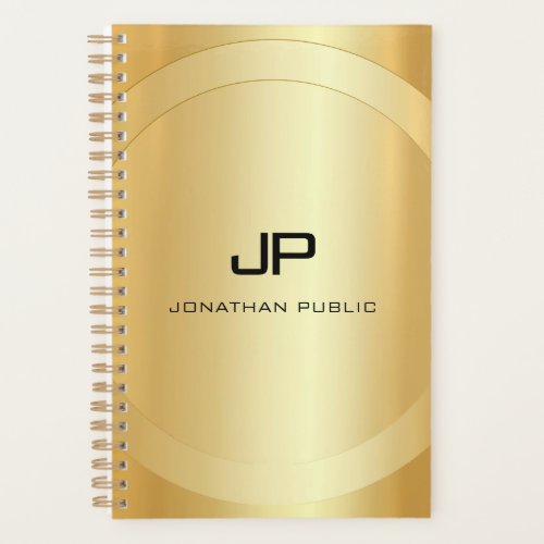 Faux Gold Monogram Glamour Personalized Template Planner