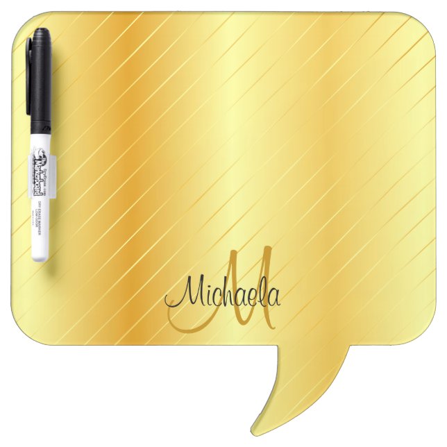 Faux Gold Monogram Modern Elegant Template Dry Erase Board (Front)