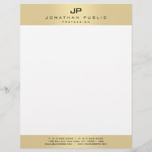 Faux Gold Monogram Modern Personalized Template Letterhead