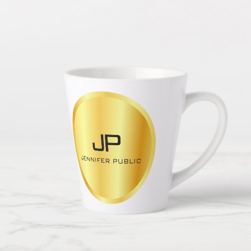 Faux Gold Monogram Personalized Trendy Template Latte Mug