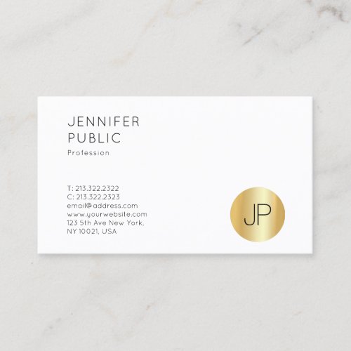 Faux Gold Monogram Template Elegant Professional Business Card