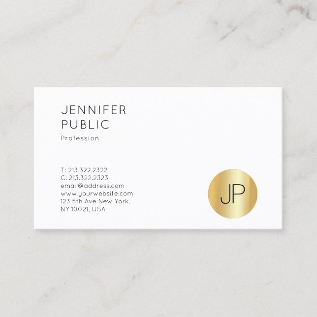 Faux Gold Monogram Template Elegant Professional Business Card (Front)