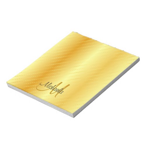 Faux Gold Monogram Template Modern Elegant Notepad