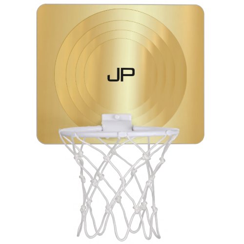 Faux Gold Monogram Template Trendy Personalized Mini Basketball Hoop