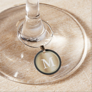Faux Gold Monogram Wedding or Special Occasion Wine Charm