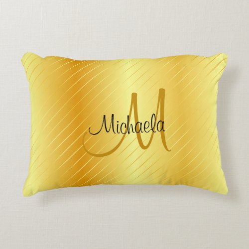 Faux Gold Monogrammed Elegant Modern Template Accent Pillow
