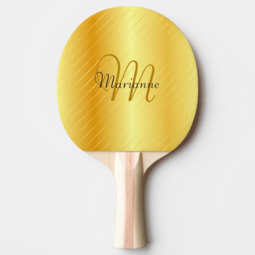 Faux Gold Monogrammed Elegant Modern Template Ping Pong Paddle