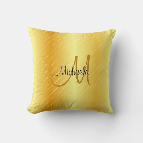Faux Gold Monogrammed Elegant Modern Template Throw Pillow