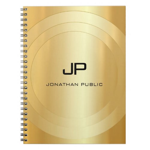 Faux Gold Monogrammed Glamour Template Elegant Notebook