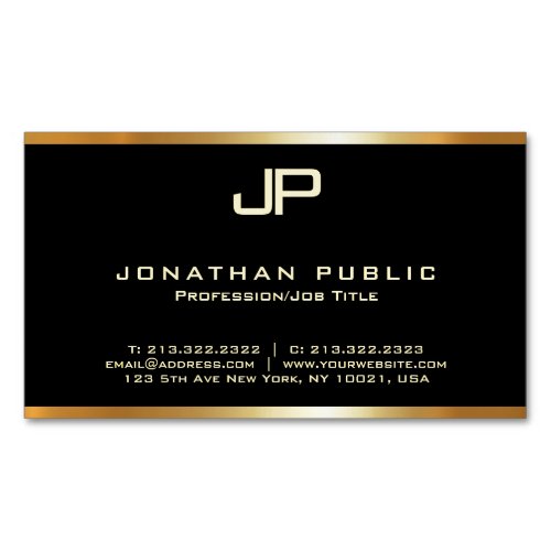 Faux Gold Monogrammed Modern Elegant Template Glam Business Card Magnet