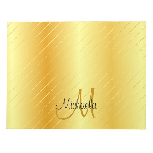 Faux Gold Monogrammed Template Modern Elegant Notepad
