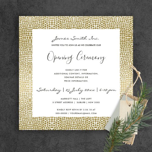 FAUX GOLD MOSAIC DOTS GRAND OPENING CEREMONY INVITATION