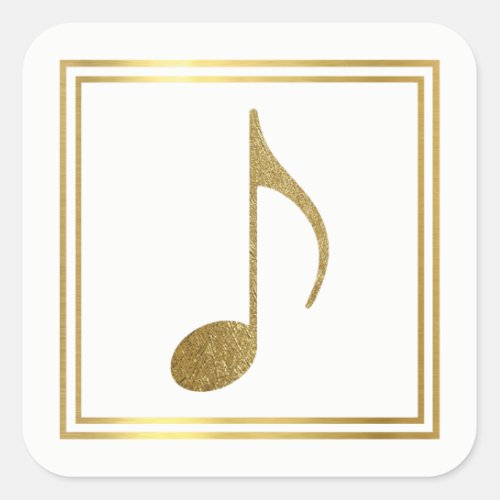 faux gold music note elegant  square sticker