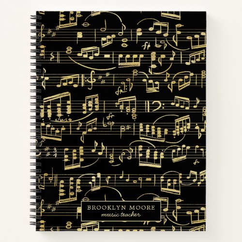 Faux Gold Music Note Personalized Journal