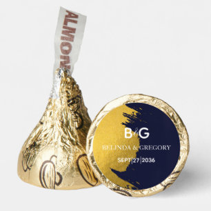 Faux Gold Navy Blue Monogram Wedding Hershey®'s Kisses®