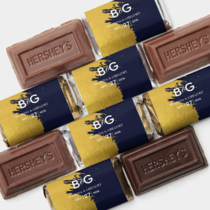 Faux Gold Navy Blue Monogram Wedding Hershey's Miniatures