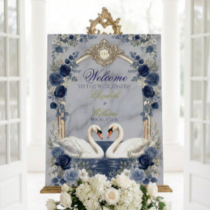 Faux Gold Navy Floral & Printed Marble Foam Board