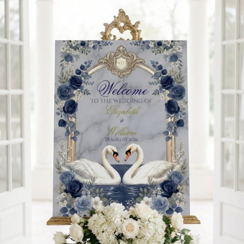 Faux Gold Navy Floral & Printed Marble 