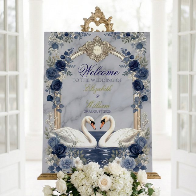Faux Gold Navy Floral & Printed Marble  Foam Board (Creator Uploaded)