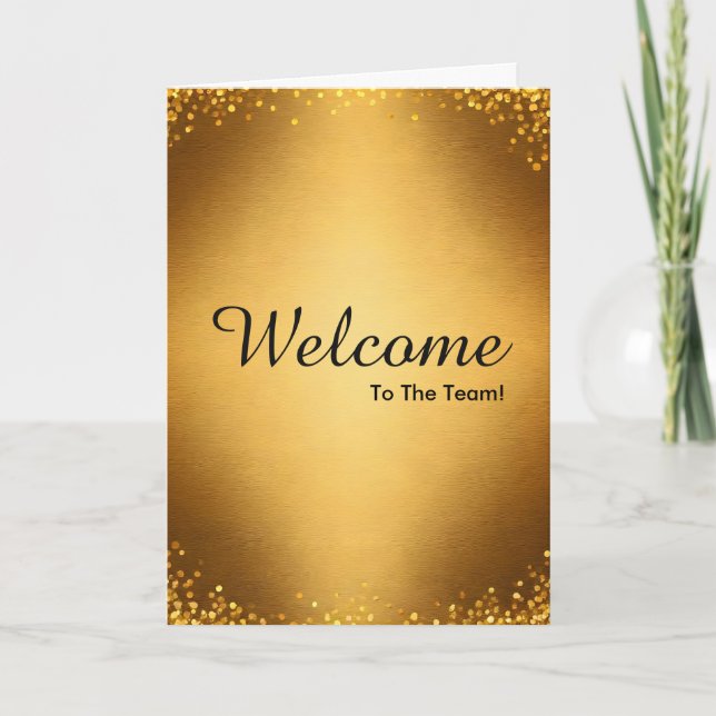 Faux Gold New Employee Welcome Card (Front)