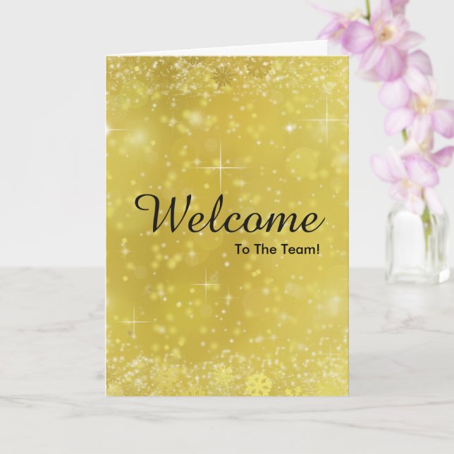 Faux Gold New Employee Welcome Card (Orchid)