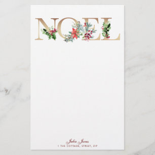 faux gold Noel design christmas holiday notepaper Stationery