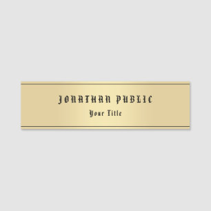 Faux Gold Nostalgic Look Old Style Text Template Name Tag