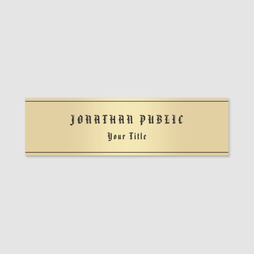 Faux Gold Nostalgic Look Old Style Text Template Name Tag