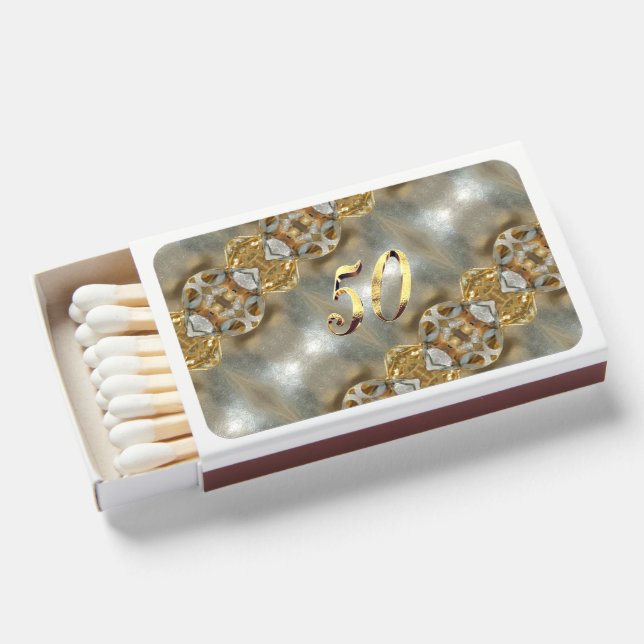 Faux Gold Number 50 50th Anniversary Matchbox Matchboxes (Front Open)
