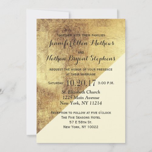 Faux Gold Off White Two Tone Invitation