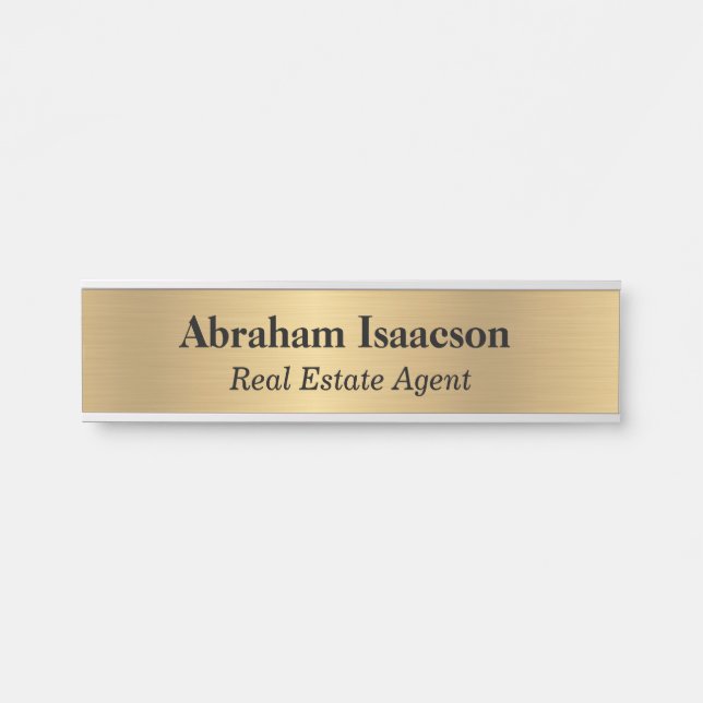 Faux Gold Office Door Sign Elegant Business (Front)