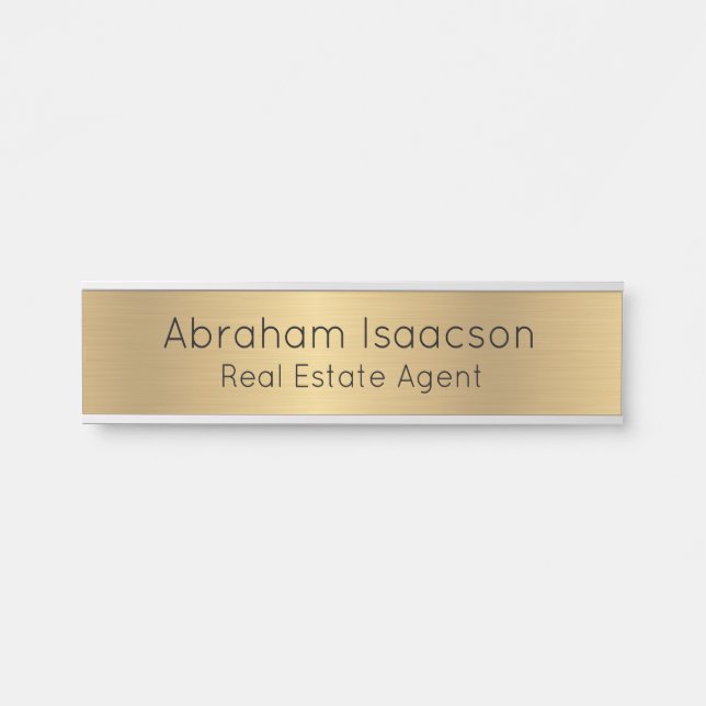 Faux Gold Office Door Sign Real Estate Agent (Front)