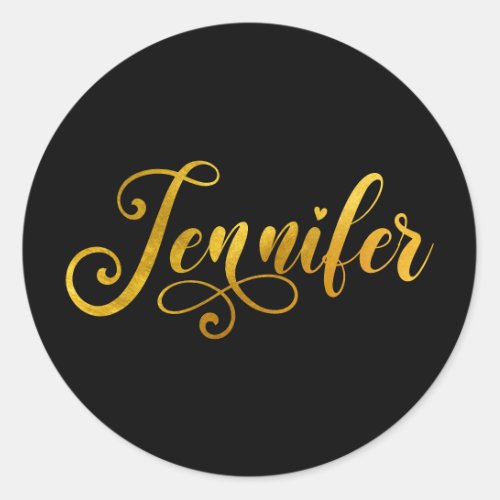 Faux Gold Ombre Foil Decorative Jennifer Classic Round Sticker