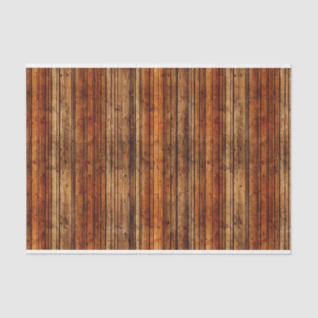 Faux Gold Orange Rustic Wood Background Decoupage Tissue Paper (Front)