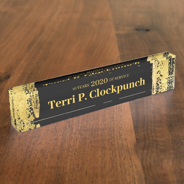 Faux gold paint employee anniversary nameplate (Side)