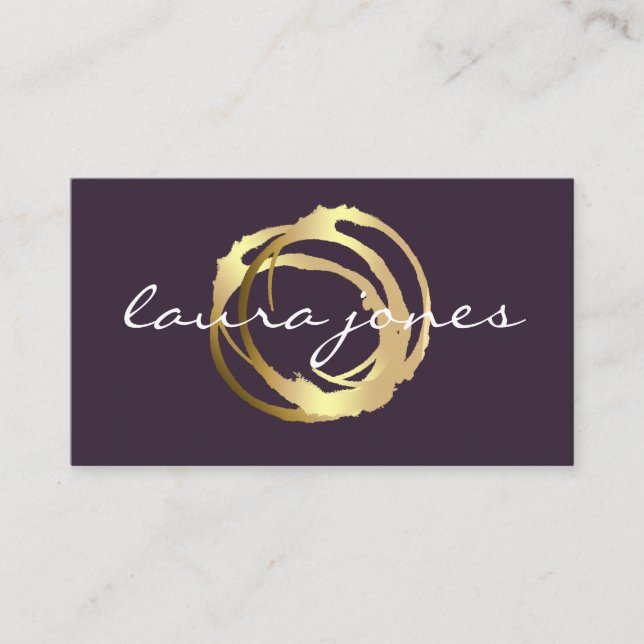 Faux Gold Painted Circle Designer Business Card (Front)