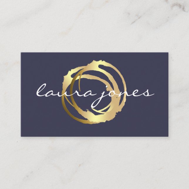 Faux Gold Painted Circle Designer Business Card (Front)