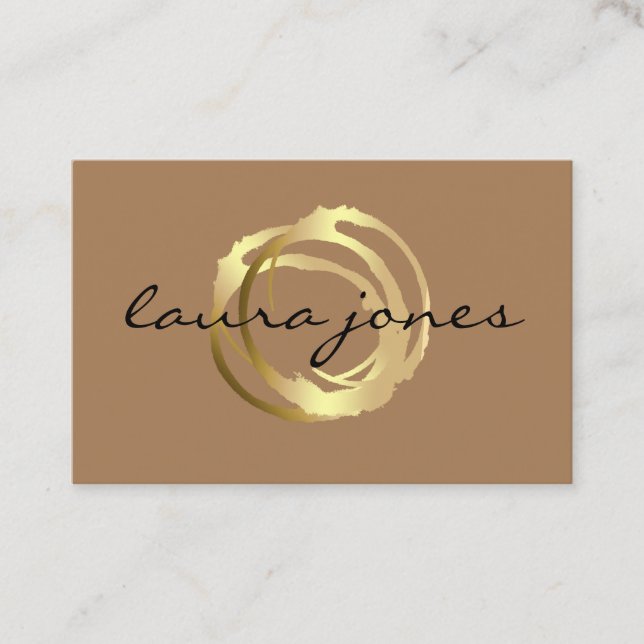 Faux Gold Painted Circle Designer Business Card (Front)