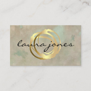 Faux Gold Painted Circle Designer Business Card